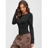 image:imageANRABESS Women Long Sleeve Button Down Shirts Ribbed Knit Slim Fitted Crop Tops 2026 Fall Y2K Dressy Casual Trendy OutfitsBlack