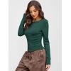 image:imageANRABESS Women Long Sleeve Button Down Shirts Ribbed Knit Slim Fitted Crop Tops 2026 Fall Y2K Dressy Casual Trendy OutfitsDeep Green