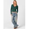 image:imageANRABESS Women Long Sleeve Button Down Shirts Ribbed Knit Slim Fitted Crop Tops 2026 Fall Y2K Dressy Casual Trendy OutfitsDeep Green