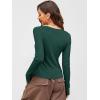 image:imageANRABESS Women Long Sleeve Button Down Shirts Ribbed Knit Slim Fitted Crop Tops 2026 Fall Y2K Dressy Casual Trendy OutfitsDeep Green