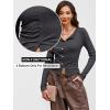 image:imageANRABESS Women Long Sleeve Button Down Shirts Ribbed Knit Slim Fitted Crop Tops 2026 Fall Y2K Dressy Casual Trendy OutfitsDeep Grey