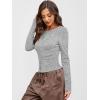 image:imageANRABESS Women Long Sleeve Button Down Shirts Ribbed Knit Slim Fitted Crop Tops 2026 Fall Y2K Dressy Casual Trendy OutfitsGrey