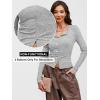 image:imageANRABESS Women Long Sleeve Button Down Shirts Ribbed Knit Slim Fitted Crop Tops 2026 Fall Y2K Dressy Casual Trendy OutfitsGrey