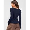 image:imageANRABESS Women Long Sleeve Button Down Shirts Ribbed Knit Slim Fitted Crop Tops 2026 Fall Y2K Dressy Casual Trendy OutfitsNavy Blue
