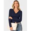 image:imageANRABESS Women Long Sleeve Button Down Shirts Ribbed Knit Slim Fitted Crop Tops 2026 Fall Y2K Dressy Casual Trendy OutfitsNavy Blue