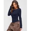image:imageANRABESS Women Long Sleeve Button Down Shirts Ribbed Knit Slim Fitted Crop Tops 2026 Fall Y2K Dressy Casual Trendy OutfitsNavy Blue