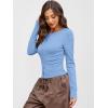 image:imageANRABESS Women Long Sleeve Button Down Shirts Ribbed Knit Slim Fitted Crop Tops 2026 Fall Y2K Dressy Casual Trendy OutfitsSky Blue