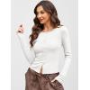 image:imageANRABESS Women Long Sleeve Button Down Shirts Ribbed Knit Slim Fitted Crop Tops 2026 Fall Y2K Dressy Casual Trendy OutfitsWhite