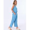 image:imageANRABESS Women Lounge Sets 2 Piece Outfits Summer Sleeveless Crop Tops Capri Wide Leg Pants Vacation Beach Travel SetsBright Blue