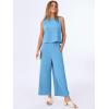 image:imageANRABESS Women Lounge Sets 2 Piece Outfits Summer Sleeveless Crop Tops Capri Wide Leg Pants Vacation Beach Travel SetsBright Blue