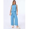 image:imageANRABESS Women Lounge Sets 2 Piece Outfits Summer Sleeveless Crop Tops Capri Wide Leg Pants Vacation Beach Travel SetsBright Blue