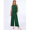 image:imageANRABESS Women Lounge Sets 2 Piece Outfits Summer Sleeveless Crop Tops Capri Wide Leg Pants Vacation Beach Travel SetsDark Green