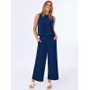image:imageANRABESS Women Lounge Sets 2 Piece Outfits Summer Sleeveless Crop Tops Capri Wide Leg Pants Vacation Beach Travel SetsNavy Blue