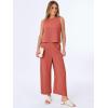 image:imageANRABESS Women Lounge Sets 2 Piece Outfits Summer Sleeveless Crop Tops Capri Wide Leg Pants Vacation Beach Travel SetsOrange Red