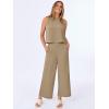 image:imageANRABESS Women Lounge Sets 2 Piece Outfits Summer Sleeveless Crop Tops Capri Wide Leg Pants Vacation Beach Travel SetsYellow Khaki