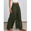 image:imageANRABESS Women Palazzo Pants Summer Boho Bagyy Wide Leg High Smocked Waist Casual Loose Lounge Pant with PocketArmy Green
