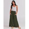 image:imageANRABESS Women Palazzo Pants Summer Boho Bagyy Wide Leg High Smocked Waist Casual Loose Lounge Pant with PocketArmy Green