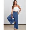 image:imageANRABESS Women Palazzo Pants Summer Boho Bagyy Wide Leg High Smocked Waist Casual Loose Lounge Pant with PocketBlue
