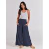 image:imageANRABESS Women Palazzo Pants Summer Boho Bagyy Wide Leg High Smocked Waist Casual Loose Lounge Pant with PocketDeep Blue