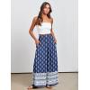 image:imageANRABESS Women Palazzo Pants Summer Boho Bagyy Wide Leg High Smocked Waist Casual Loose Lounge Pant with PocketFloral Blue Diamond