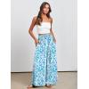 image:imageANRABESS Women Palazzo Pants Summer Boho Bagyy Wide Leg High Smocked Waist Casual Loose Lounge Pant with PocketFloral Lake Blue