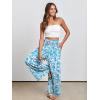 image:imageANRABESS Women Palazzo Pants Summer Boho Bagyy Wide Leg High Smocked Waist Casual Loose Lounge Pant with PocketFloral Lake Blue