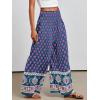 image:imageANRABESS Women Palazzo Pants Summer Boho Bagyy Wide Leg High Smocked Waist Casual Loose Lounge Pant with PocketFloral Pink Blue
