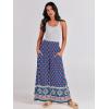 image:imageANRABESS Women Palazzo Pants Summer Boho Bagyy Wide Leg High Smocked Waist Casual Loose Lounge Pant with PocketFloral Pink Blue
