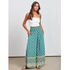 image:imageANRABESS Women Palazzo Pants Summer Boho Bagyy Wide Leg High Smocked Waist Casual Loose Lounge Pant with PocketFloral Teal Spades