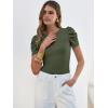 image:imageANRABESS Women Puff Short Sleeve Crewneck Dressy Casual Tops Summer Fitted Ribbed Knit Trendy Work Shirts 2026 Spring ClothesArmy Green