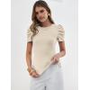 image:imageANRABESS Women Puff Short Sleeve Crewneck Dressy Casual Tops Summer Fitted Ribbed Knit Trendy Work Shirts 2026 Spring ClothesBeige