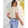 image:imageANRABESS Women Puff Short Sleeve Crewneck Dressy Casual Tops Summer Fitted Ribbed Knit Trendy Work Shirts 2026 Spring ClothesBeige