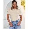 image:imageANRABESS Women Puff Short Sleeve Crewneck Dressy Casual Tops Summer Fitted Ribbed Knit Trendy Work Shirts 2026 Spring ClothesBeige