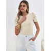 image:imageANRABESS Women Puff Short Sleeve Crewneck Dressy Casual Tops Summer Fitted Ribbed Knit Trendy Work Shirts 2026 Spring ClothesBeige
