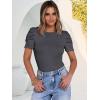 image:imageANRABESS Women Puff Short Sleeve Crewneck Dressy Casual Tops Summer Fitted Ribbed Knit Trendy Work Shirts 2026 Spring ClothesCharcoal