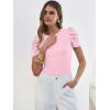 image:imageANRABESS Women Puff Short Sleeve Crewneck Dressy Casual Tops Summer Fitted Ribbed Knit Trendy Work Shirts 2026 Spring ClothesPink