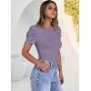 image:imageANRABESS Women Puff Short Sleeve Crewneck Dressy Casual Tops Summer Fitted Ribbed Knit Trendy Work Shirts 2026 Spring ClothesPurple
