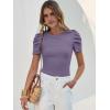 image:imageANRABESS Women Puff Short Sleeve Crewneck Dressy Casual Tops Summer Fitted Ribbed Knit Trendy Work Shirts 2026 Spring ClothesPurple