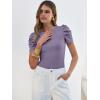 image:imageANRABESS Women Puff Short Sleeve Crewneck Dressy Casual Tops Summer Fitted Ribbed Knit Trendy Work Shirts 2026 Spring ClothesPurple