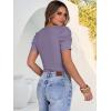 image:imageANRABESS Women Puff Short Sleeve Crewneck Dressy Casual Tops Summer Fitted Ribbed Knit Trendy Work Shirts 2026 Spring ClothesPurple