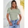 image:imageANRABESS Women Puff Short Sleeve Crewneck Dressy Casual Tops Summer Fitted Ribbed Knit Trendy Work Shirts 2026 Spring ClothesSage Green