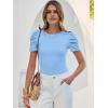 image:imageANRABESS Women Puff Short Sleeve Crewneck Dressy Casual Tops Summer Fitted Ribbed Knit Trendy Work Shirts 2026 Spring ClothesSky Blue
