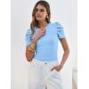 image:imageANRABESS Women Puff Short Sleeve Crewneck Dressy Casual Tops Summer Fitted Ribbed Knit Trendy Work Shirts 2026 Spring ClothesSky Blue
