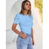 image:imageANRABESS Women Puff Short Sleeve Crewneck Dressy Casual Tops Summer Fitted Ribbed Knit Trendy Work Shirts 2026 Spring ClothesSky Blue