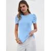 image:imageANRABESS Women Puff Short Sleeve Crewneck Dressy Casual Tops Summer Fitted Ribbed Knit Trendy Work Shirts 2026 Spring ClothesSky Blue