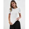 image:imageANRABESS Women Puff Short Sleeve Crewneck Dressy Casual Tops Summer Fitted Ribbed Knit Trendy Work Shirts 2026 Spring ClothesWhite