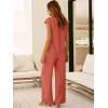 image:imageANRABESS Women Summer 2 Piece Outfits VNeck Top and Wide Leg Pants Set Comfy AllDay Wear for Lounge amp Daily Travel Set Orange Red Large