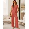 image:imageANRABESS Women Summer 2 Piece Outfits VNeck Top and Wide Leg Pants Set Comfy AllDay Wear for Lounge amp Daily Travel Set Orange Red XLarge