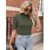 image:imageANRABESS Women Tops Mock Neck 12 Short Sleeve Slim Fit Basic Tee Shirts Dressy Work Business 2026 Summer Fall Casual OutfitsArmy Green