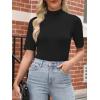 image:imageANRABESS Women Tops Mock Neck 12 Short Sleeve Slim Fit Basic Tee Shirts Dressy Work Business 2026 Summer Fall Casual OutfitsBlack
